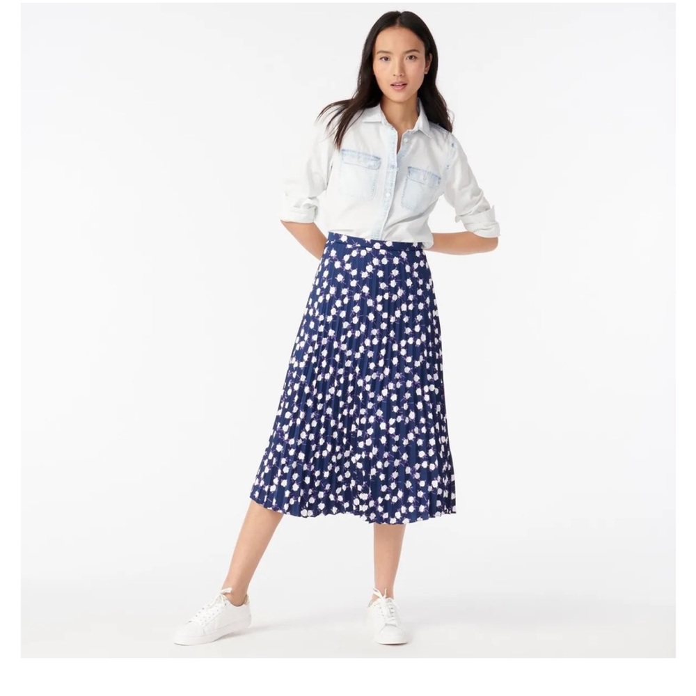 J Crew Pleated Midi Skirt Floral
